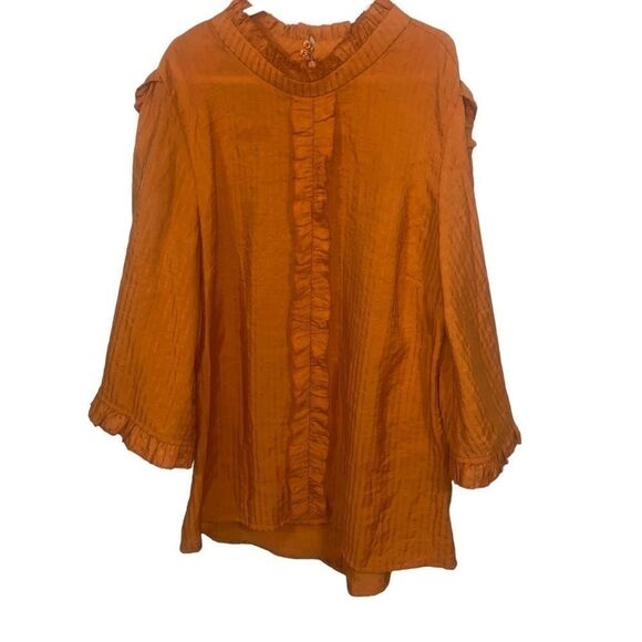 Women's Current Air Los Angeles Orange Long Sleeve Blouse - Picture 1 of 15